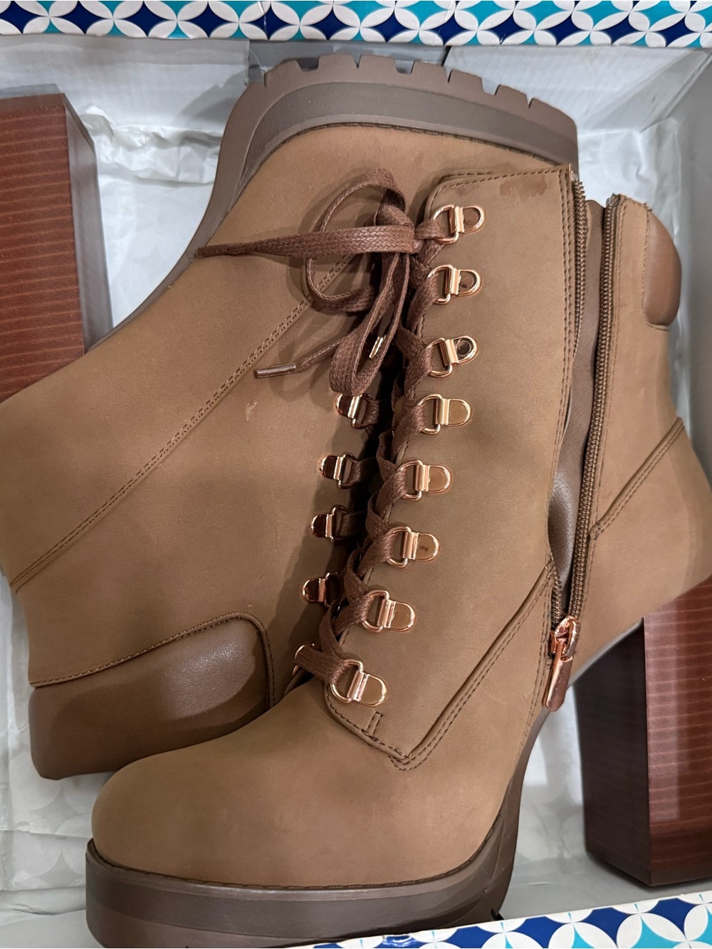 Limelight Brown Lace-Up Wedge Ankle Booties